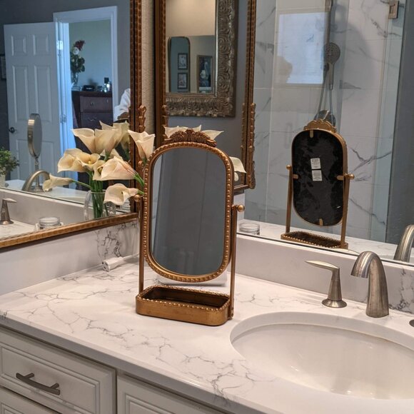 Vintage Makeup Mirror, Vanity Desk Mirror Antique Traditional Tabletop Mirror - Picture 1 of 12